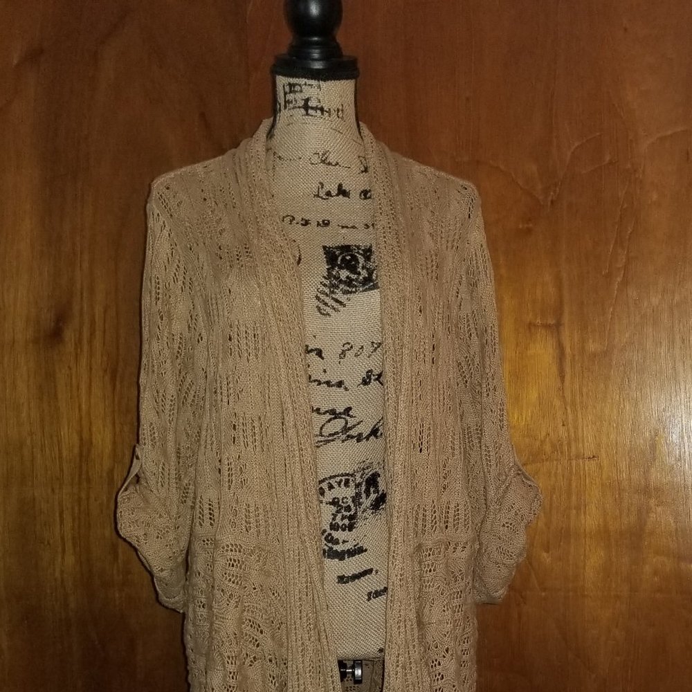 Woman Within delicately crocheted shawl 1x Plus